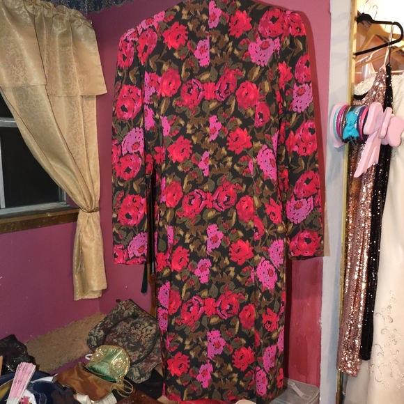 Richard Warren Vintage 100% Wool Floral Dress 10 - Picture 5 of 11